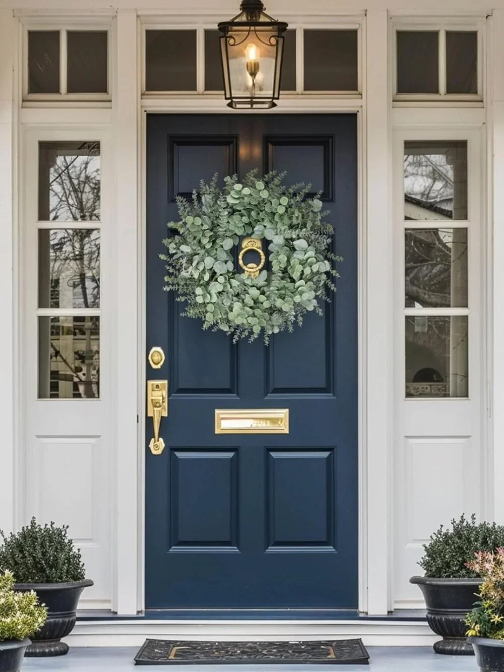 26 Inch Large Eucalyptus Boxwood Wreath - Gray Green Leafy Decor for All Seasons
